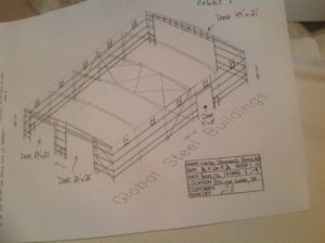 Blueprint of Lazy Diamond Farm's Clearspan Steel Agricultural Building