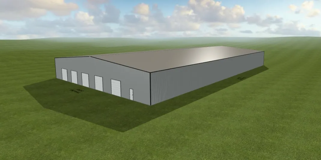 3D design of a 100x200x18 steel warehouse