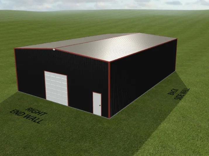 3D Builder template: 40x60x16 black double slope steel building