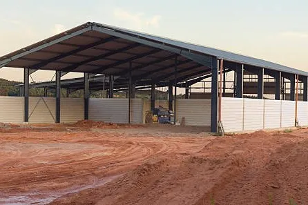 Open-sided steel farm storage building